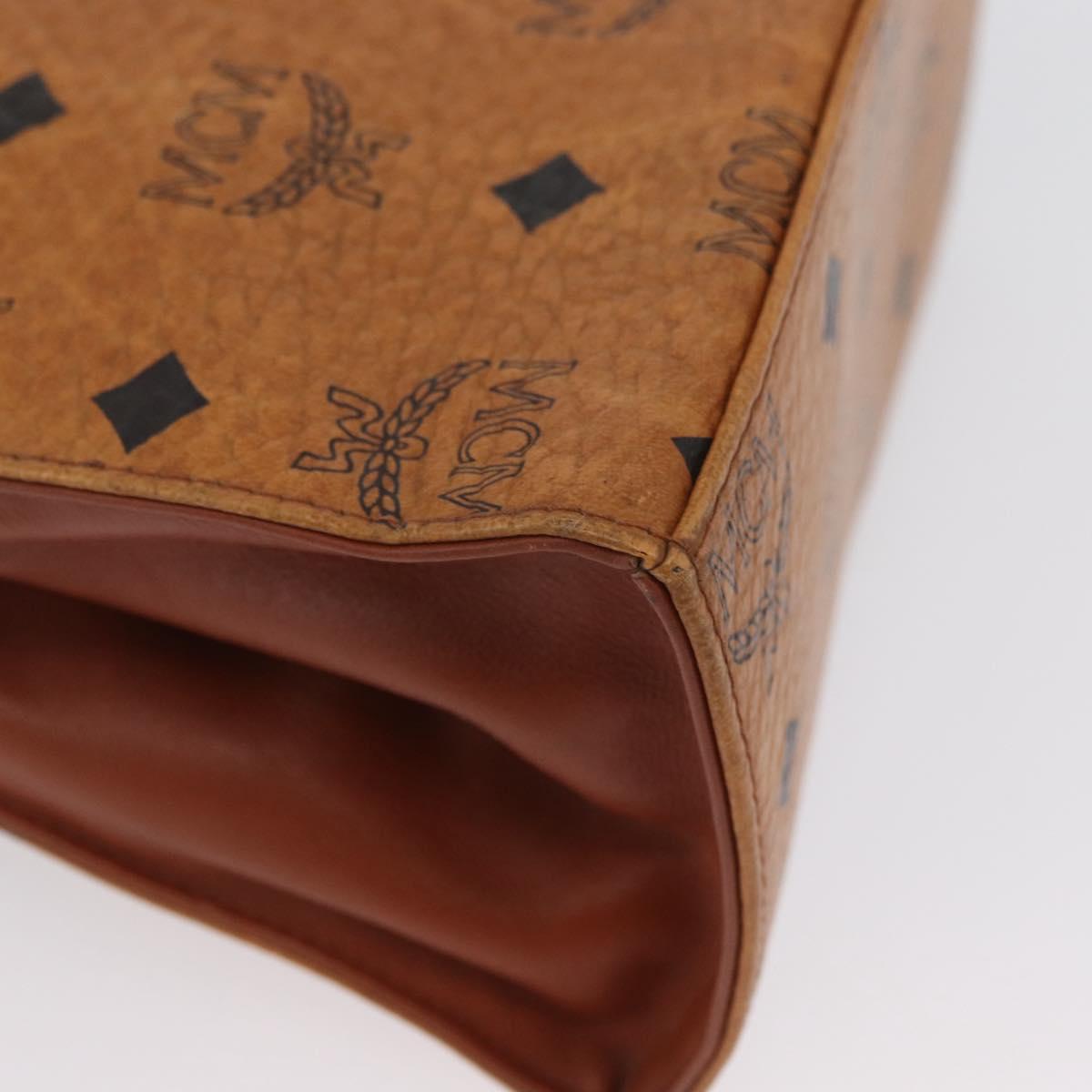 MCM Vicetos Logogram Hand Bag PVC Leather 2way Brown Gold Auth ARZ491