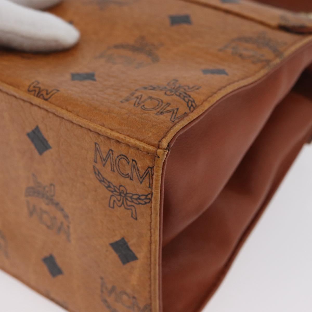 MCM Vicetos Logogram Hand Bag PVC Leather 2way Brown Gold Auth ARZ491