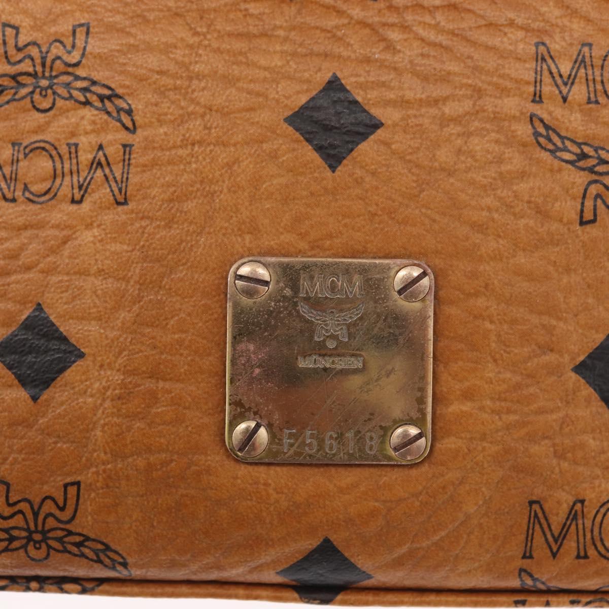MCM Vicetos Logogram Hand Bag PVC Leather 2way Brown Gold Auth ARZ491