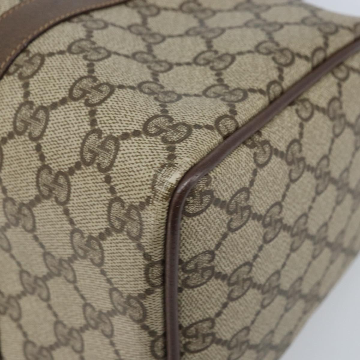 GUCCI GG Supreme Web Sherry Line Boston Bag PVC Beige Gold 40 02 007 Auth ARZ492