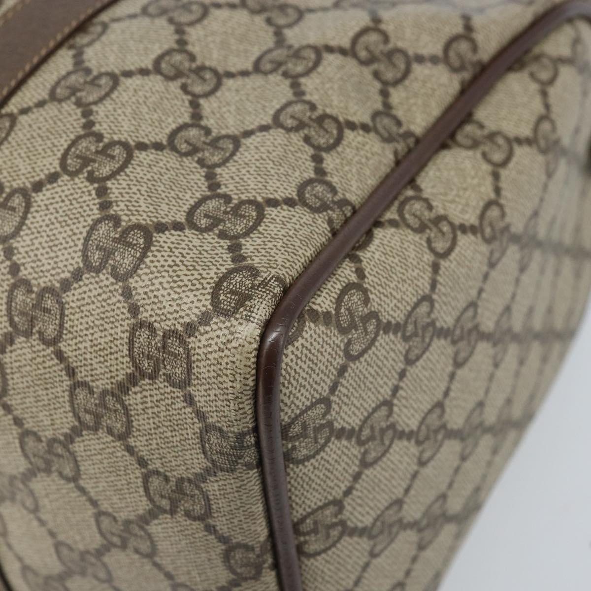GUCCI GG Supreme Web Sherry Line Boston Bag PVC Beige Gold 40 02 007 Auth ARZ492