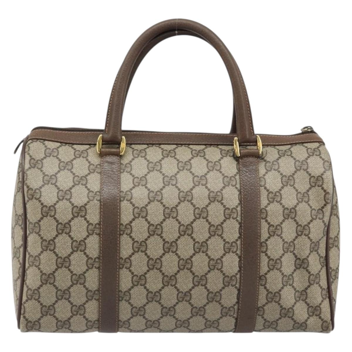 GUCCI GG Supreme Web Sherry Line Boston Bag PVC Beige Gold 40 02 007 Auth ARZ492