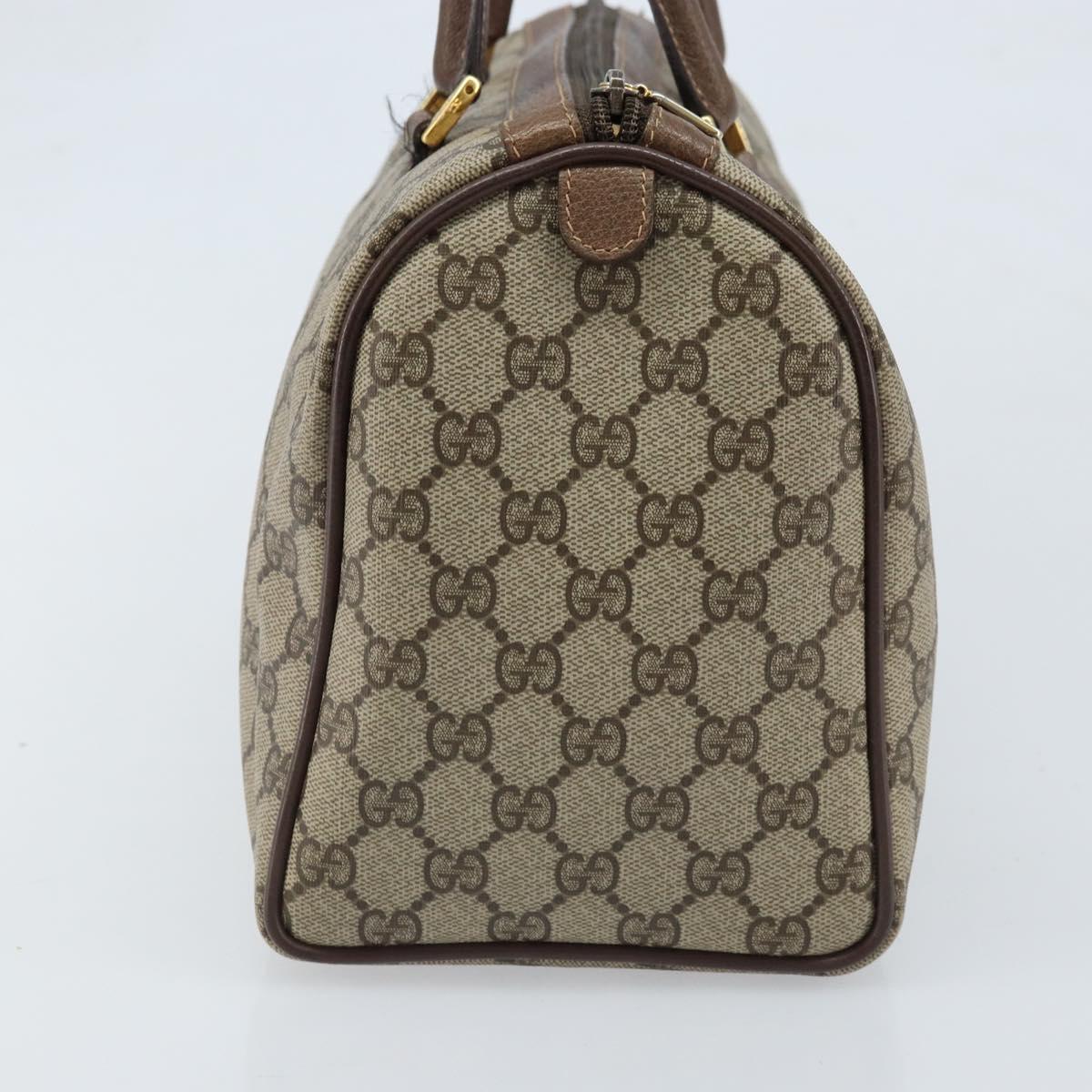 GUCCI GG Supreme Web Sherry Line Boston Bag PVC Beige Gold 40 02 007 Auth ARZ492