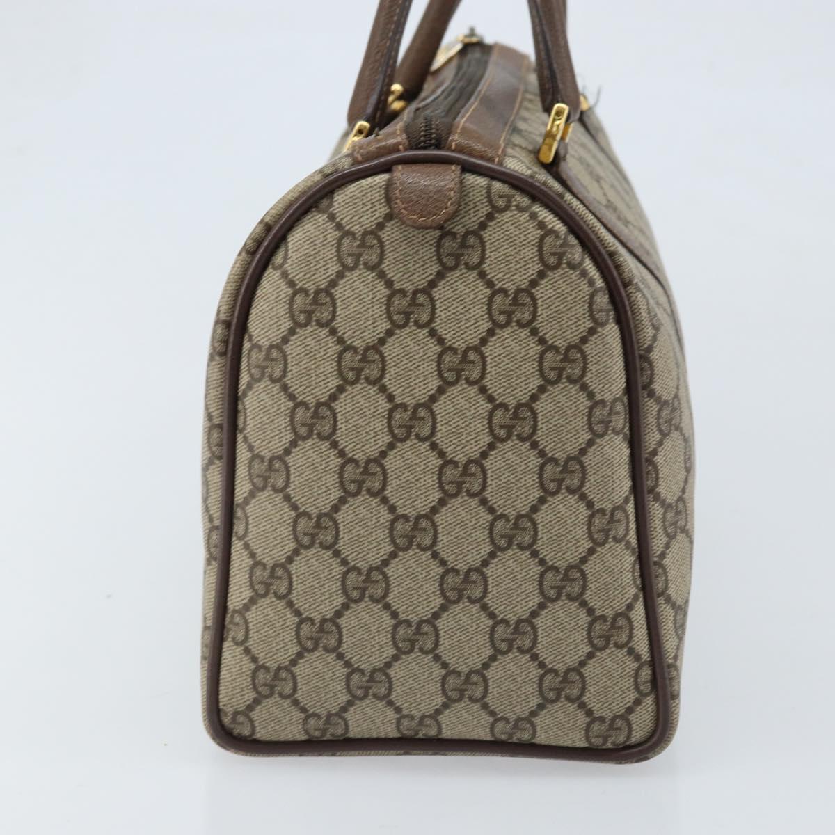 GUCCI GG Supreme Web Sherry Line Boston Bag PVC Beige Gold 40 02 007 Auth ARZ492