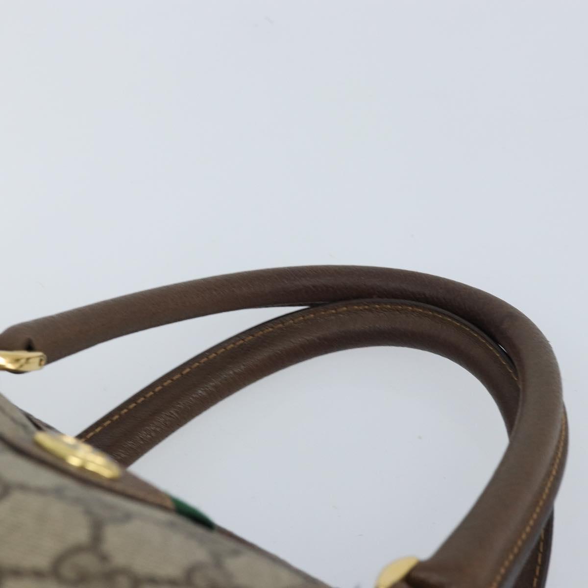 GUCCI GG Supreme Web Sherry Line Boston Bag PVC Beige Gold 40 02 007 Auth ARZ492