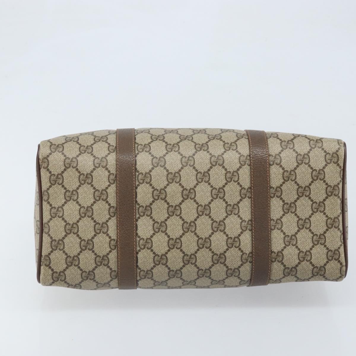 GUCCI GG Supreme Web Sherry Line Boston Bag PVC Beige Gold 40 02 007 Auth ARZ492