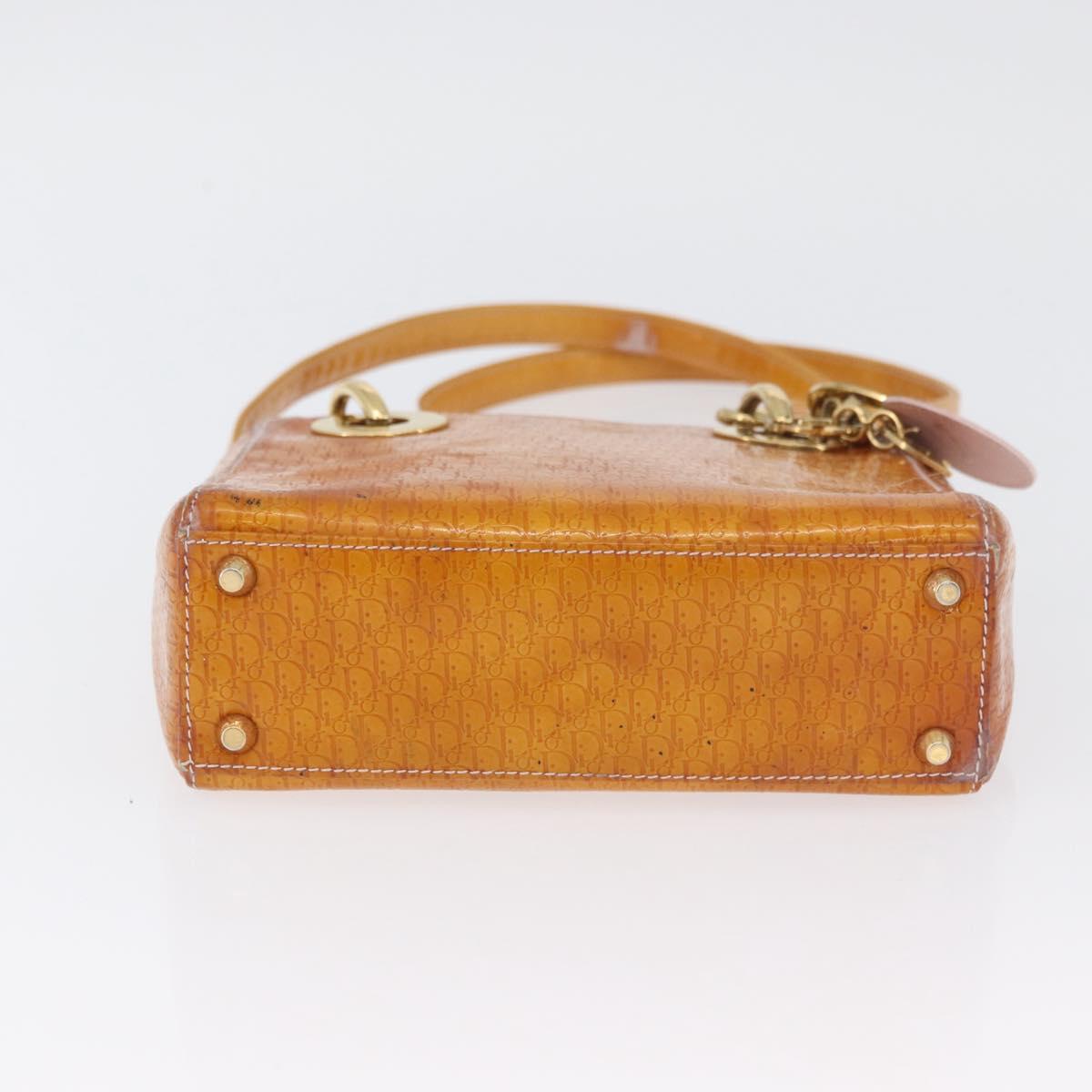 Christian Dior Trotter Canvas Lady Dior Hand Bag 2way Yellow Gold Auth ARZ504