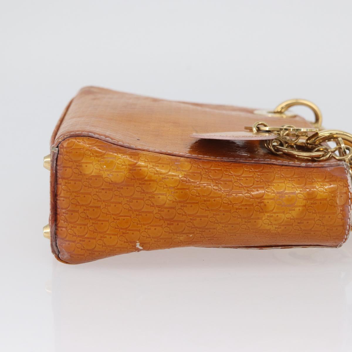 Christian Dior Trotter Canvas Lady Dior Hand Bag 2way Yellow Gold Auth ARZ504