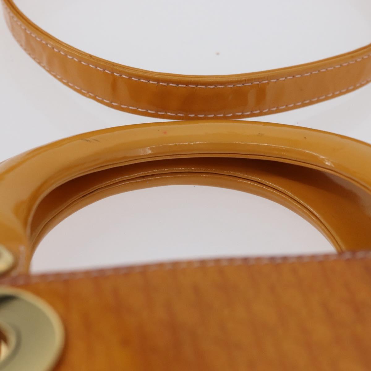 Christian Dior Trotter Canvas Lady Dior Hand Bag 2way Yellow Gold Auth ARZ504