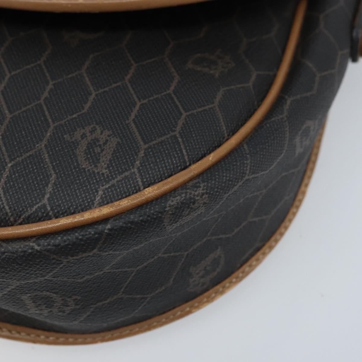 Christian Dior Honeycomb Canvas Shoulder Bag PVC Black Gold Auth ARZ506