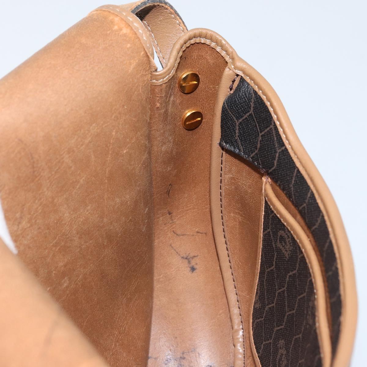 Christian Dior Honeycomb Canvas Shoulder Bag PVC Black Gold Auth ARZ506