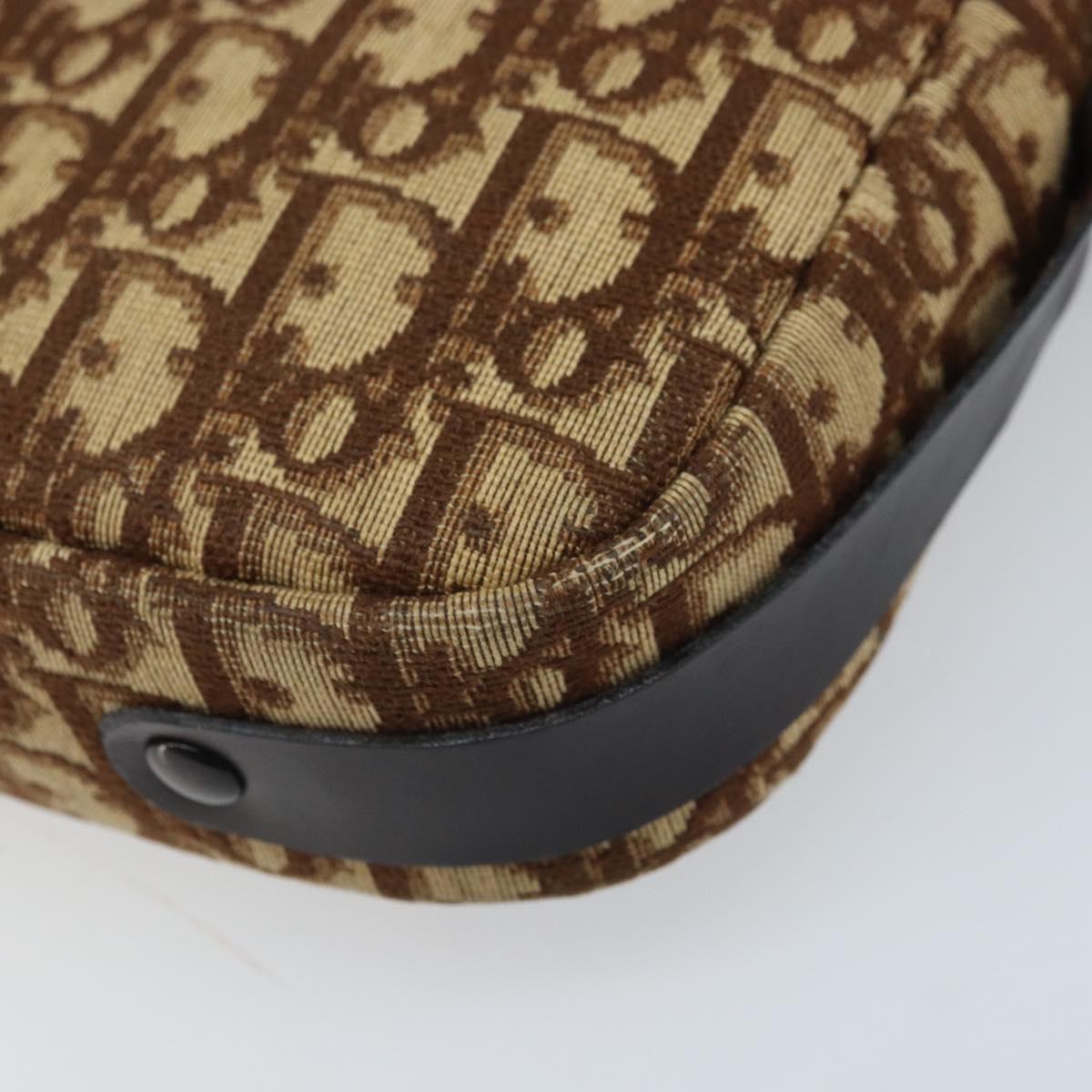 Christian Dior Trotter Canvas Shoulder Bag Beige Gold Auth ARZ509A