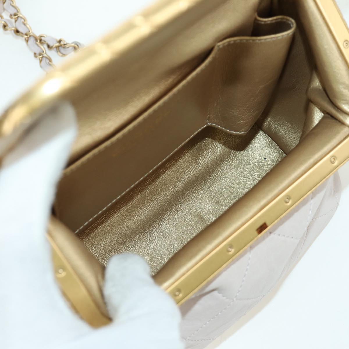CHANEL Chain Matelasse Shoulder Bag Lamb Skin 2way Pink Gold CC Auth ARZ510V