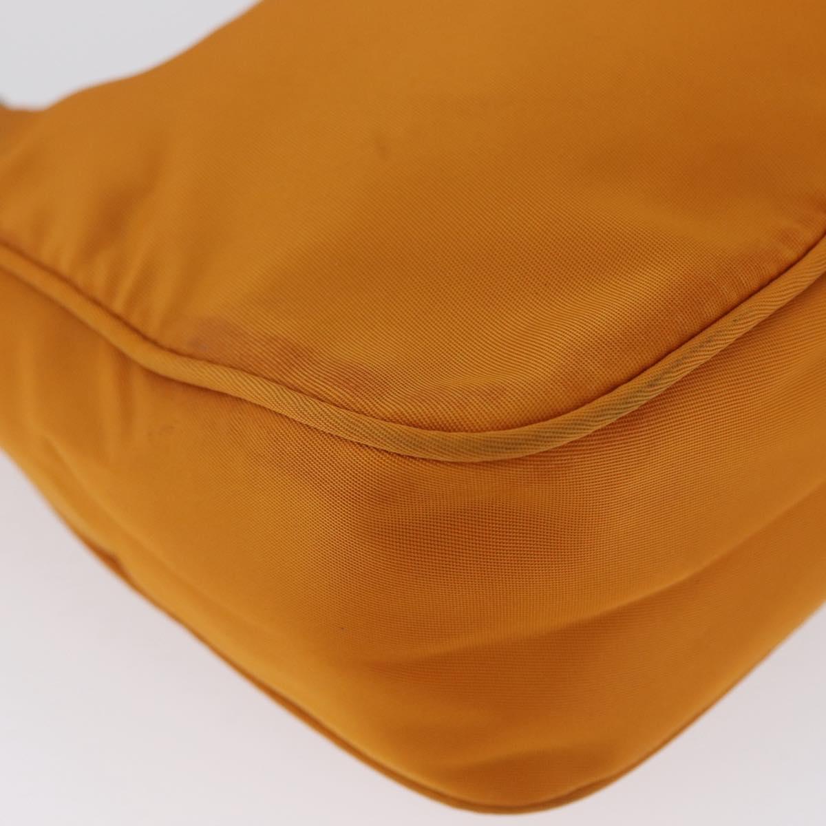 PRADA Hand Bag Nylon Orange Gold Auth ARZ521V