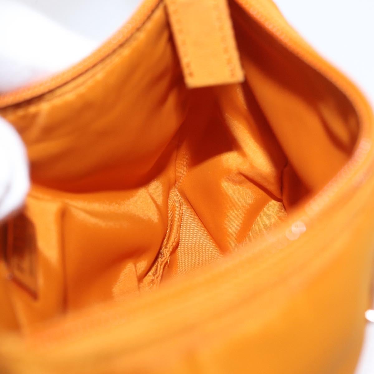 PRADA Hand Bag Nylon Orange Gold Auth ARZ521V