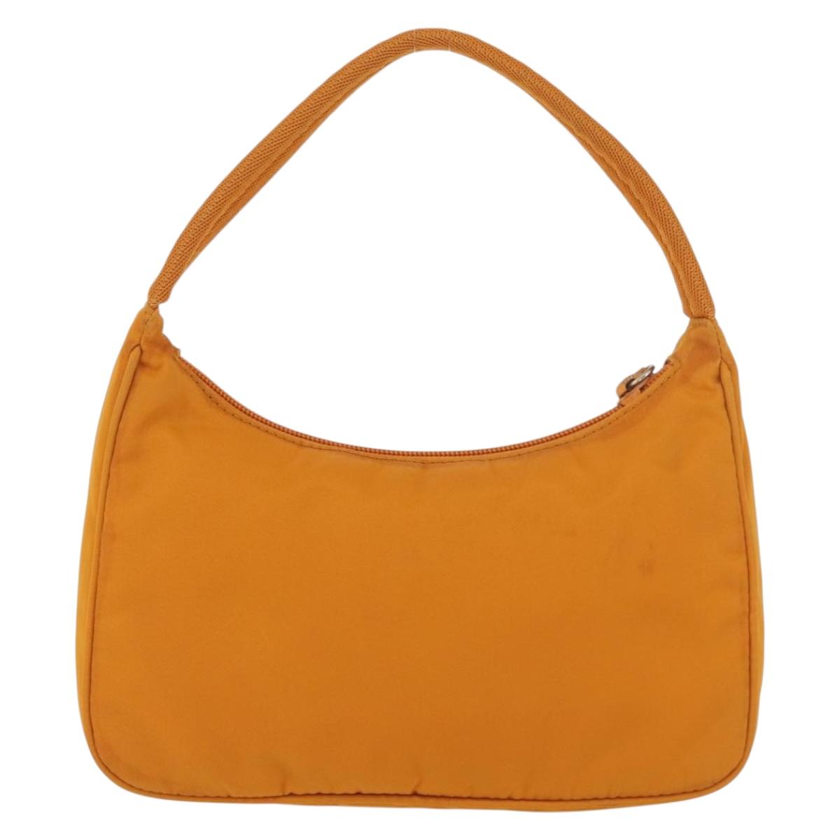 PRADA Hand Bag Nylon Orange Gold Auth ARZ521V