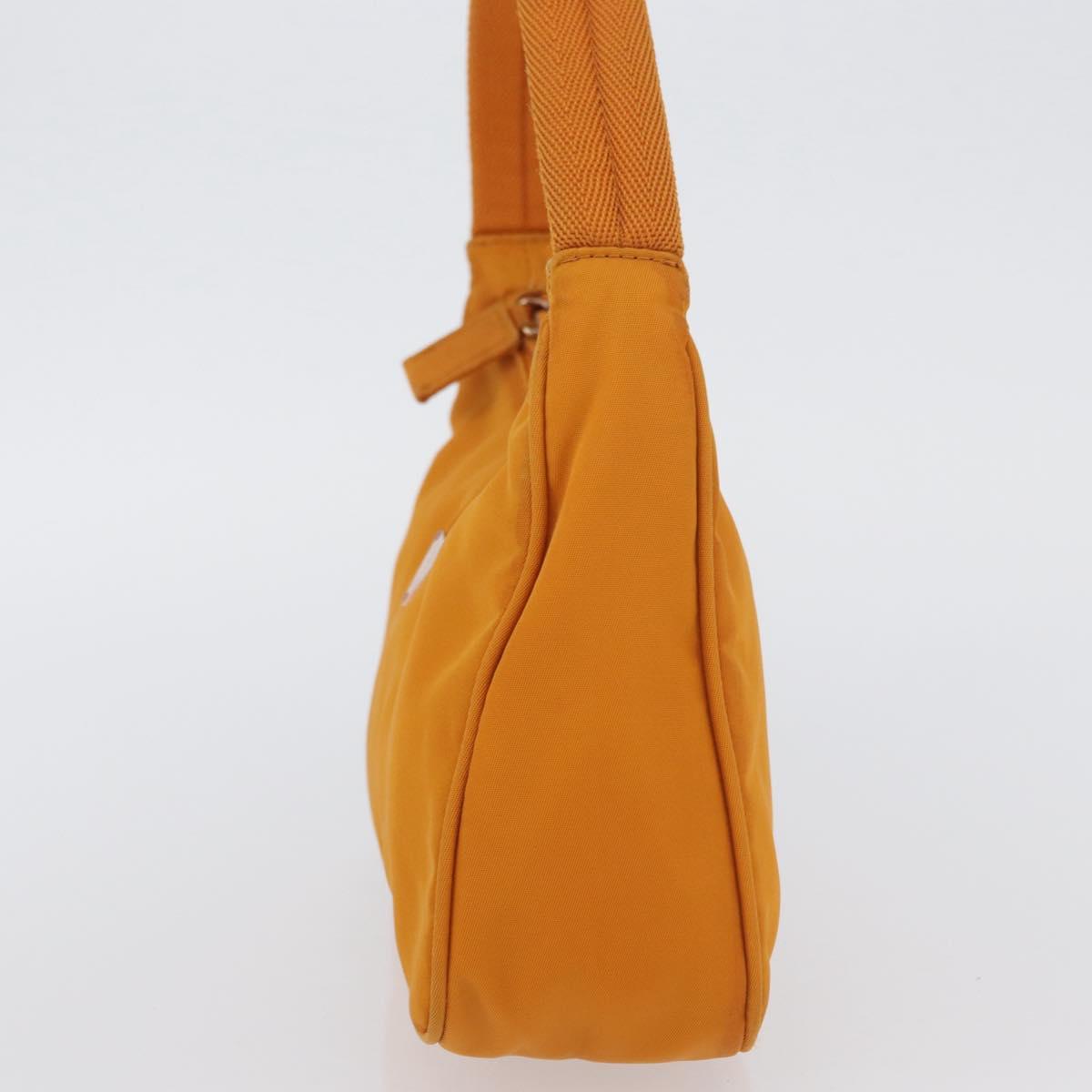 PRADA Hand Bag Nylon Orange Gold Auth ARZ521V