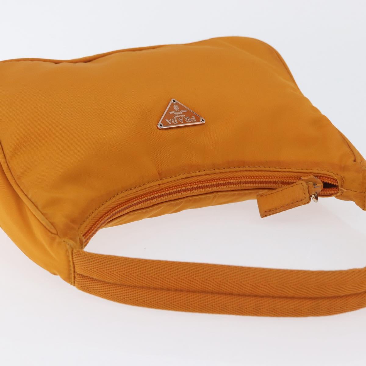 PRADA Hand Bag Nylon Orange Gold Auth ARZ521V