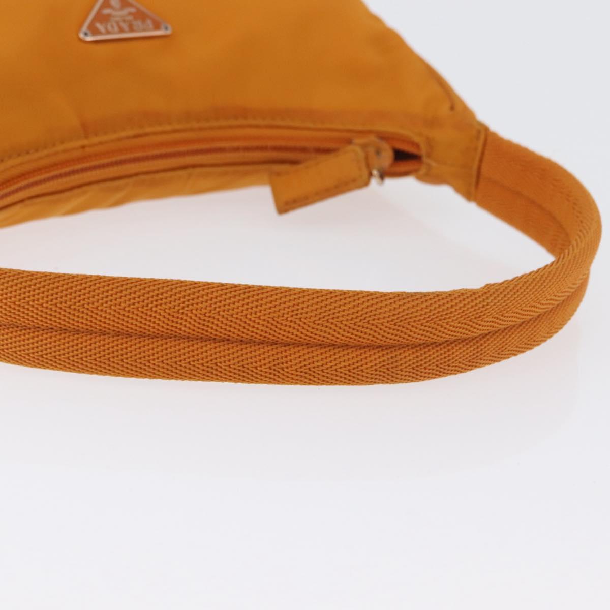 PRADA Hand Bag Nylon Orange Gold Auth ARZ521V