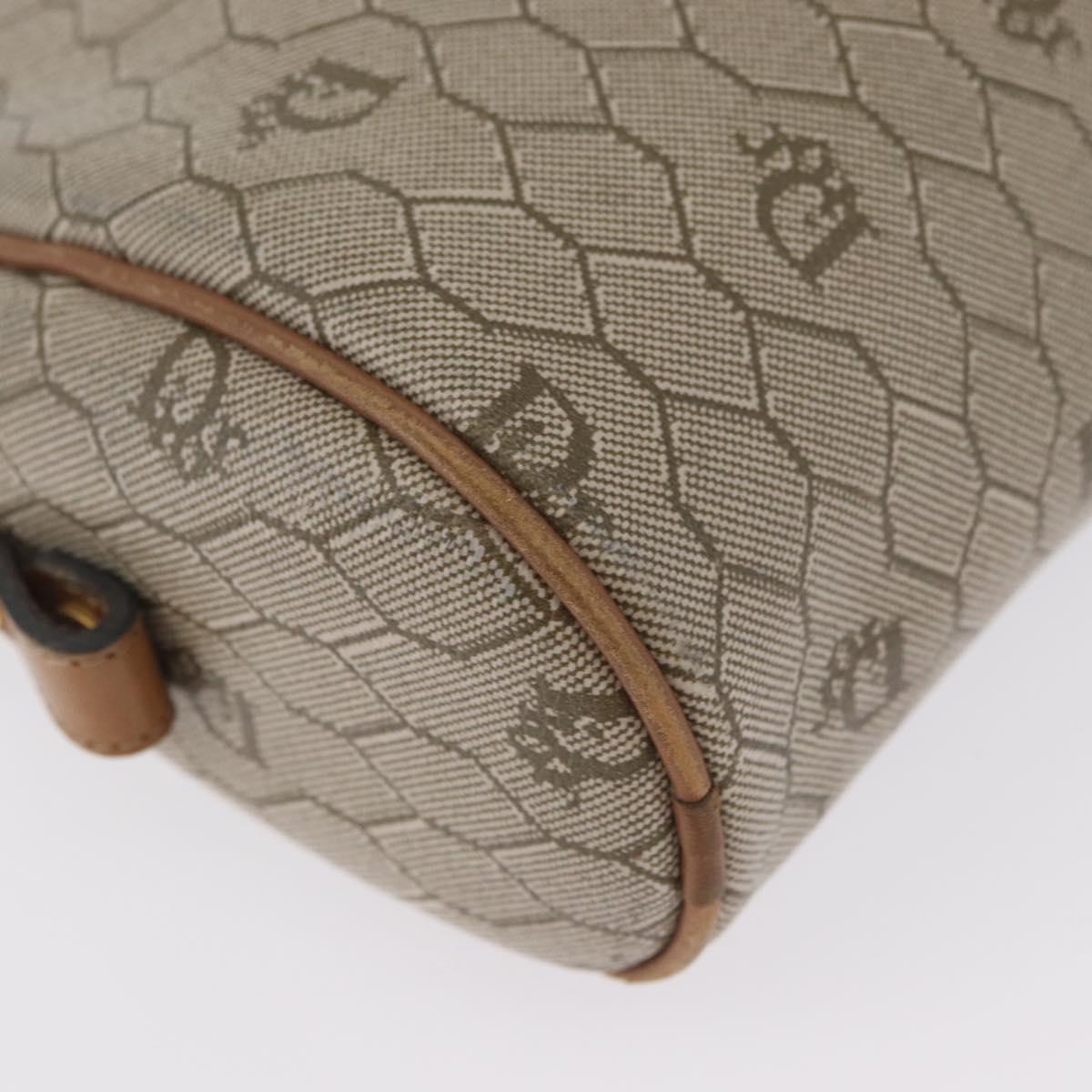 Christian Dior Honeycomb Canvas Shoulder Bag PVC Beige Gold Auth ARZ525