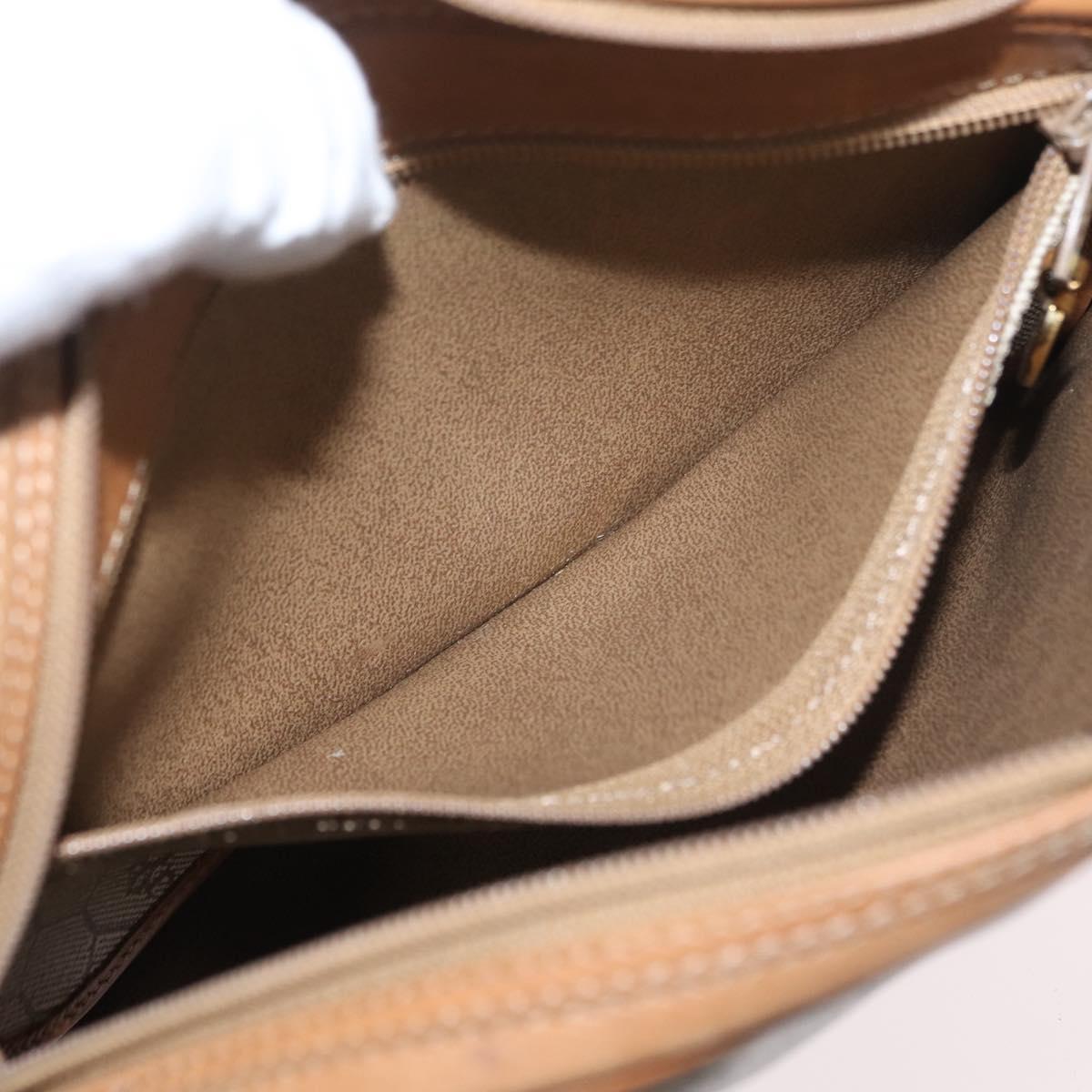 Christian Dior Honeycomb Canvas Shoulder Bag PVC Beige Gold Auth ARZ525