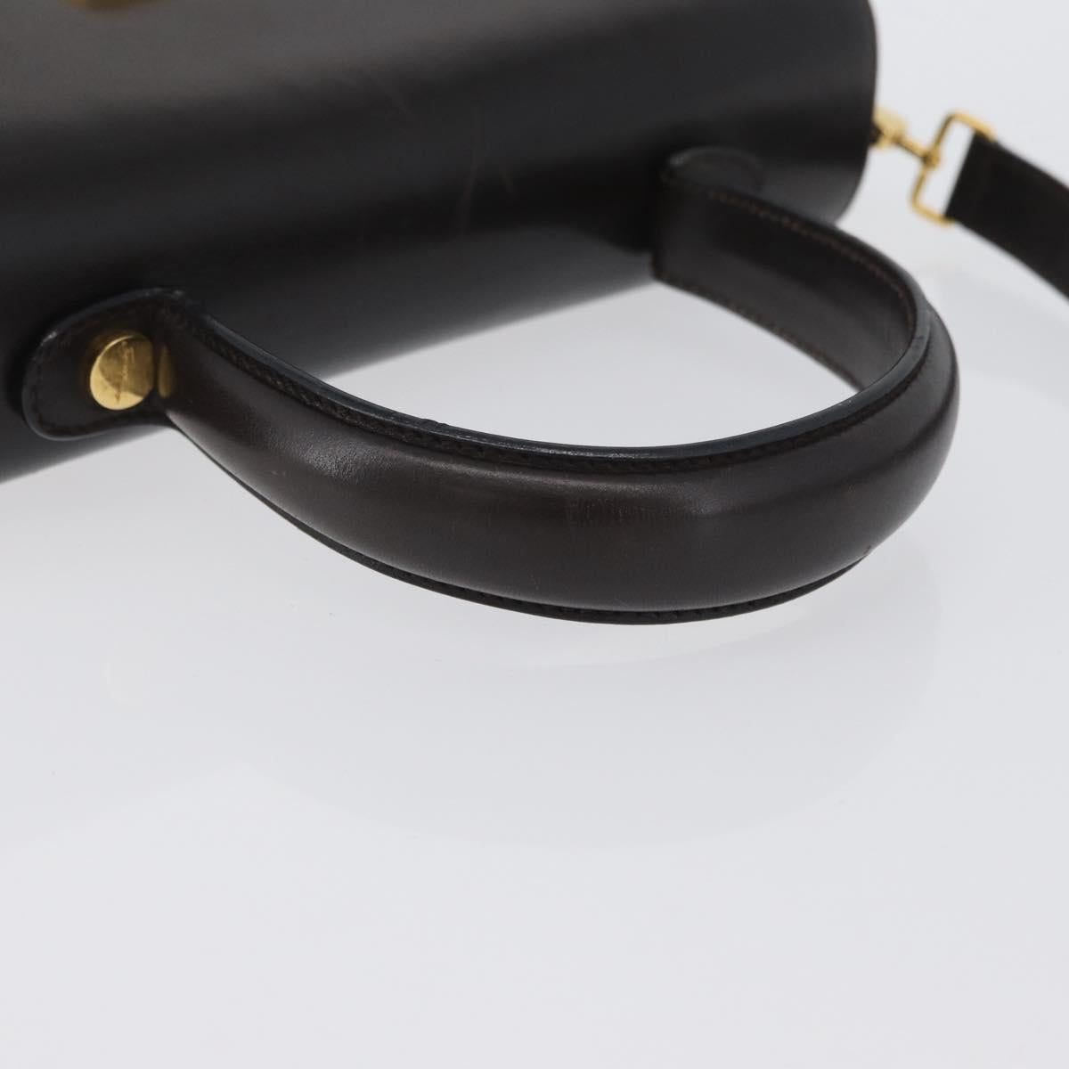 Salvatore Ferragamo Gancini Hand Bag Leather 2way Brown Gold Auth ARZ526