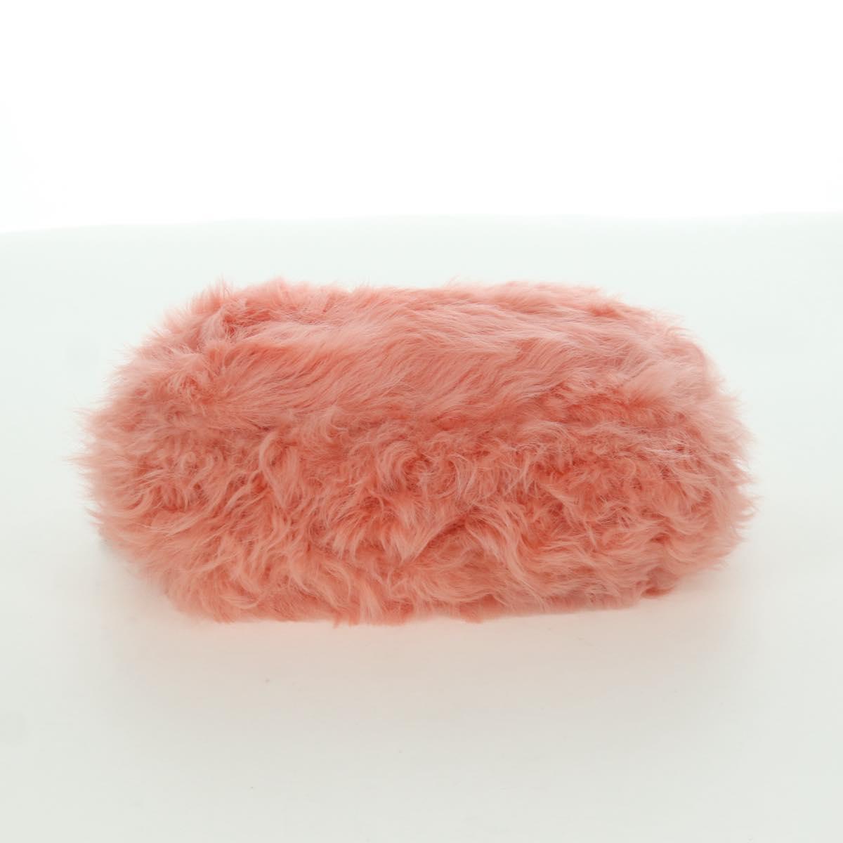 Miu Miu Chain Shoulder Bag fur Pink Silver Auth ARZ527M