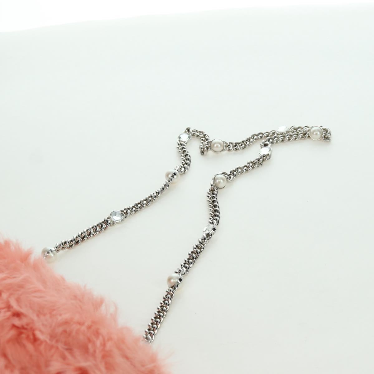 Miu Miu Chain Shoulder Bag fur Pink Silver Auth ARZ527M