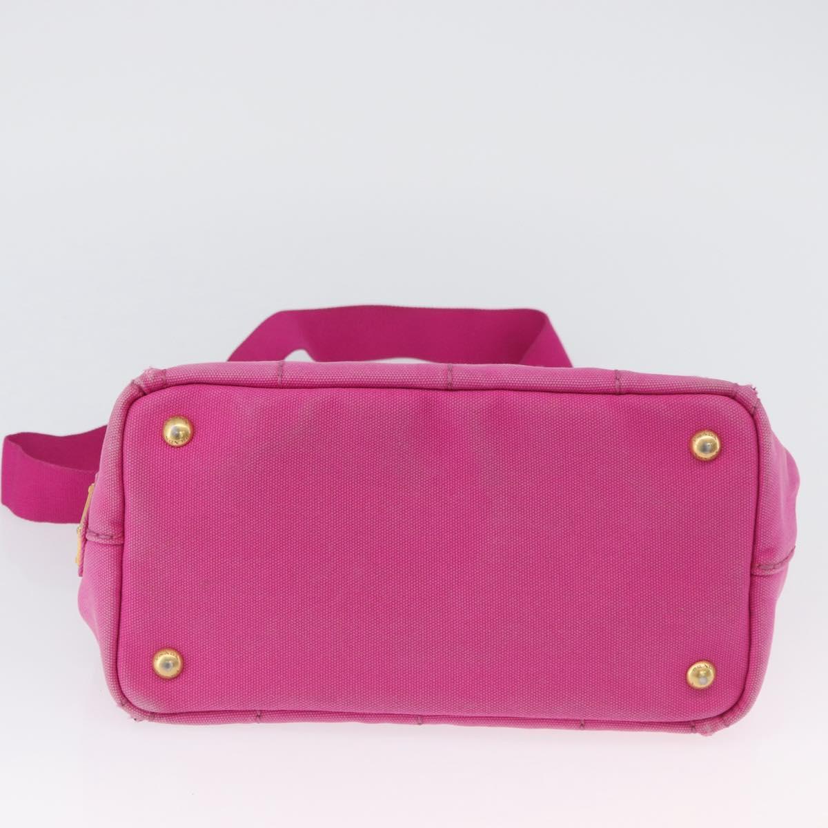 PRADA Canapa PM Hand Bag Canvas 2way Pink Gold Auth ARZ534