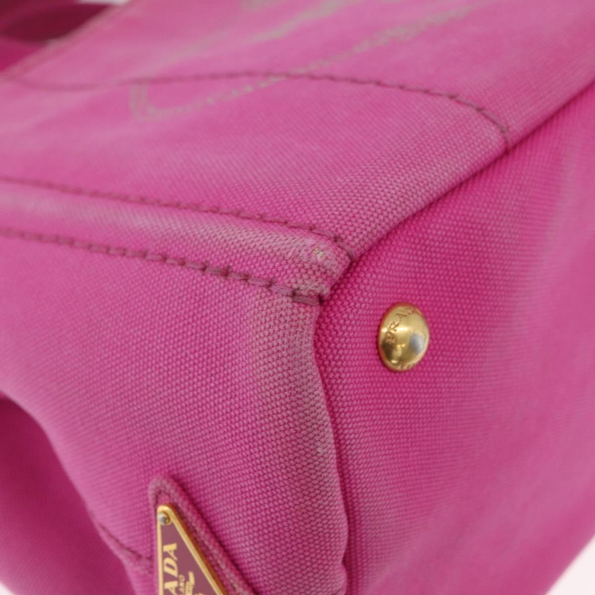 PRADA Canapa PM Hand Bag Canvas 2way Pink Gold Auth ARZ534