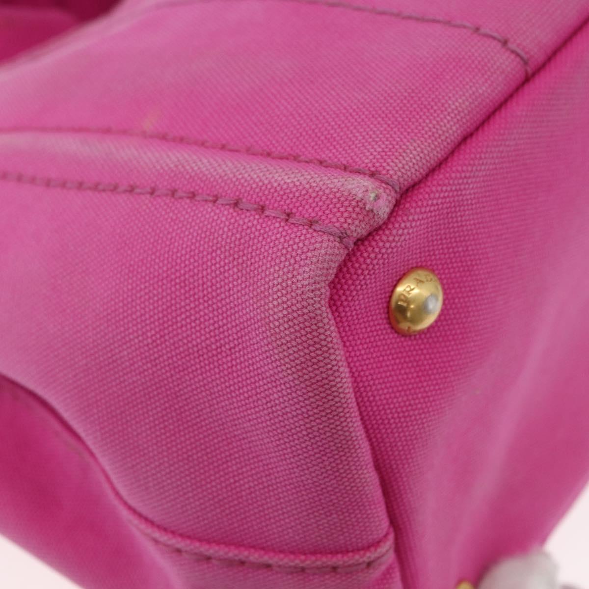 PRADA Canapa PM Hand Bag Canvas 2way Pink Gold Auth ARZ534