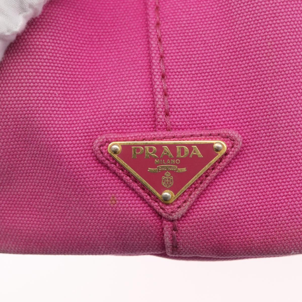 PRADA Canapa PM Hand Bag Canvas 2way Pink Gold Auth ARZ534