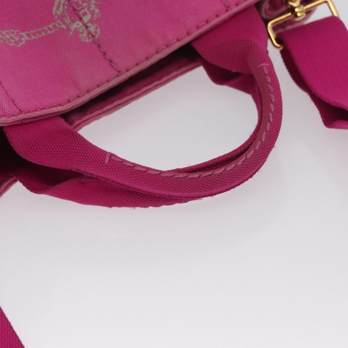 PRADA Canapa PM Hand Bag Canvas 2way Pink Gold Auth ARZ534