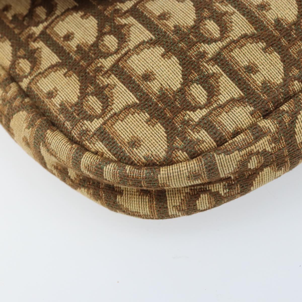 Christian Dior Trotter Canvas Shoulder Bag Beige Gold Auth ARZ539