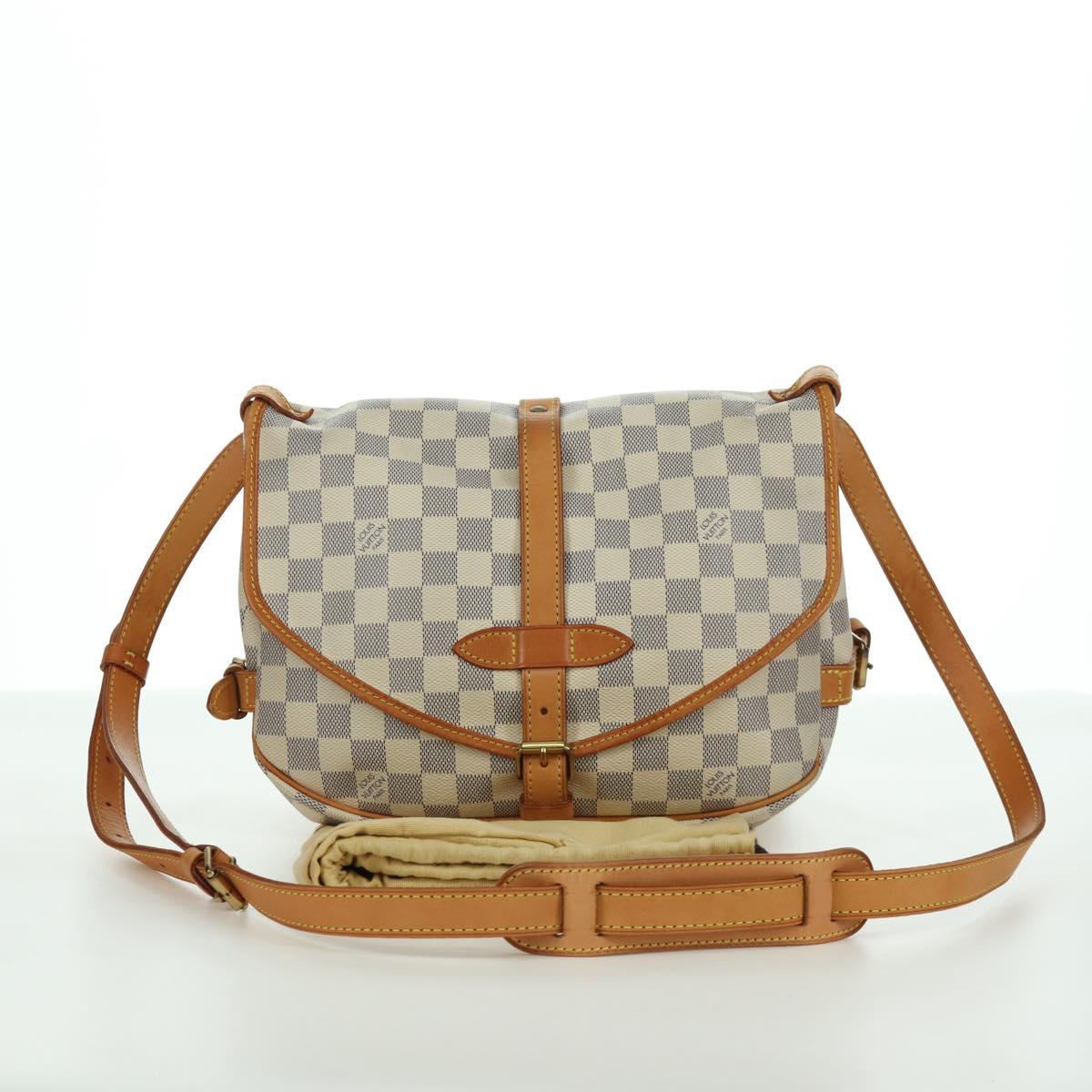 LOUIS VUITTON Damier Azur Saumur 30 Shoulder Bag SPO N48202 LV Auth ARZ546V