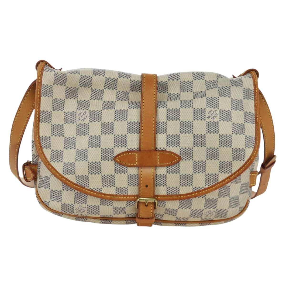 LOUIS VUITTON Damier Azur Saumur 30 Shoulder Bag SPO N48202 LV Auth ARZ546V
