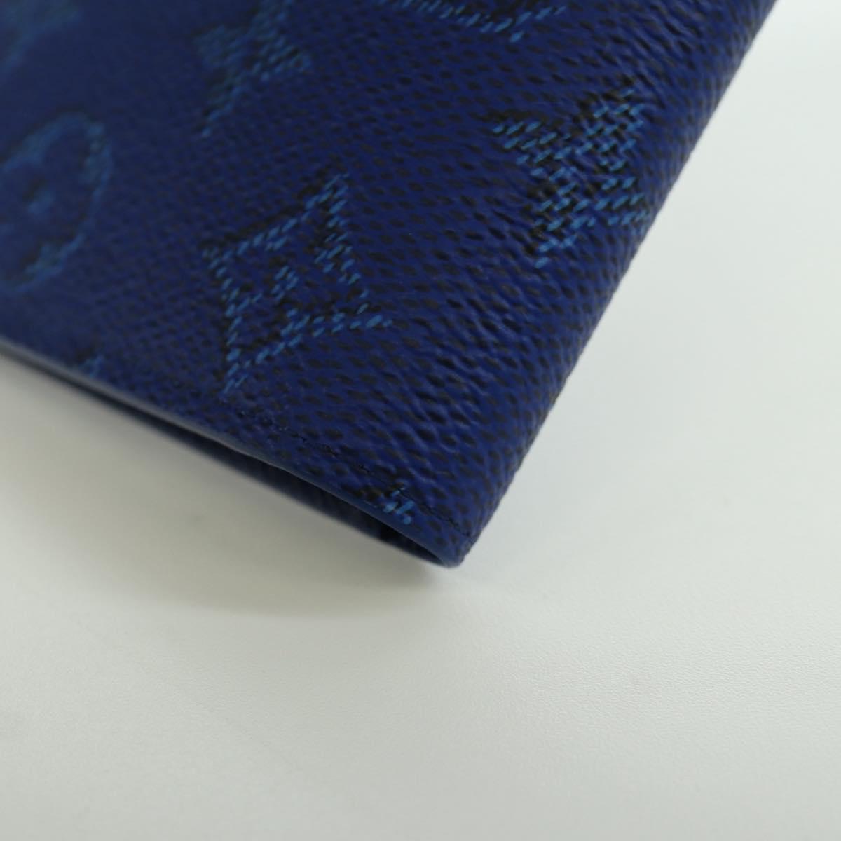 LOUIS VUITTON Monogram Brazza Portefeuille Long Wallet Blue M25985 Auth ARZ553SM