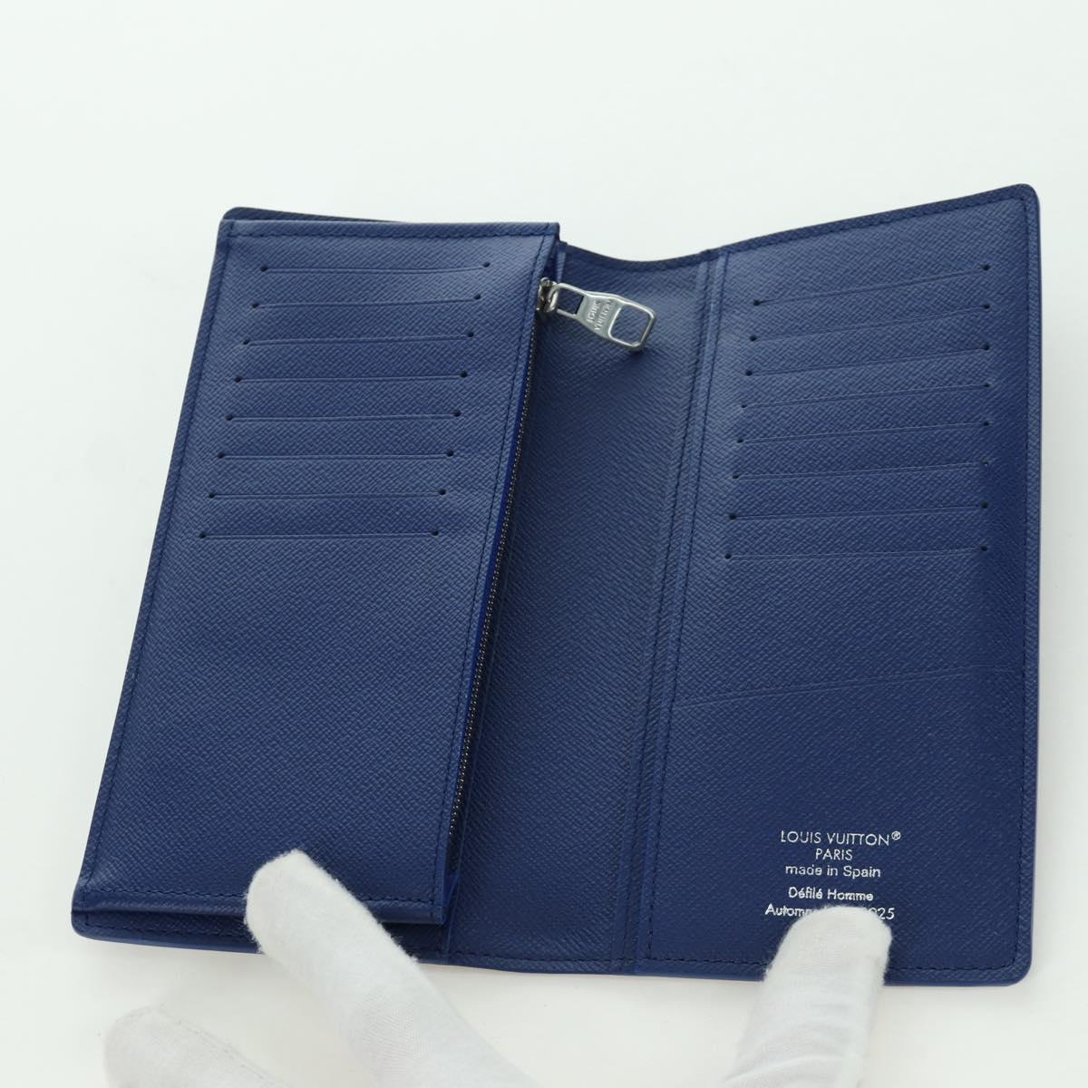 LOUIS VUITTON Monogram Brazza Portefeuille Long Wallet Blue M25985 Auth ARZ553SM