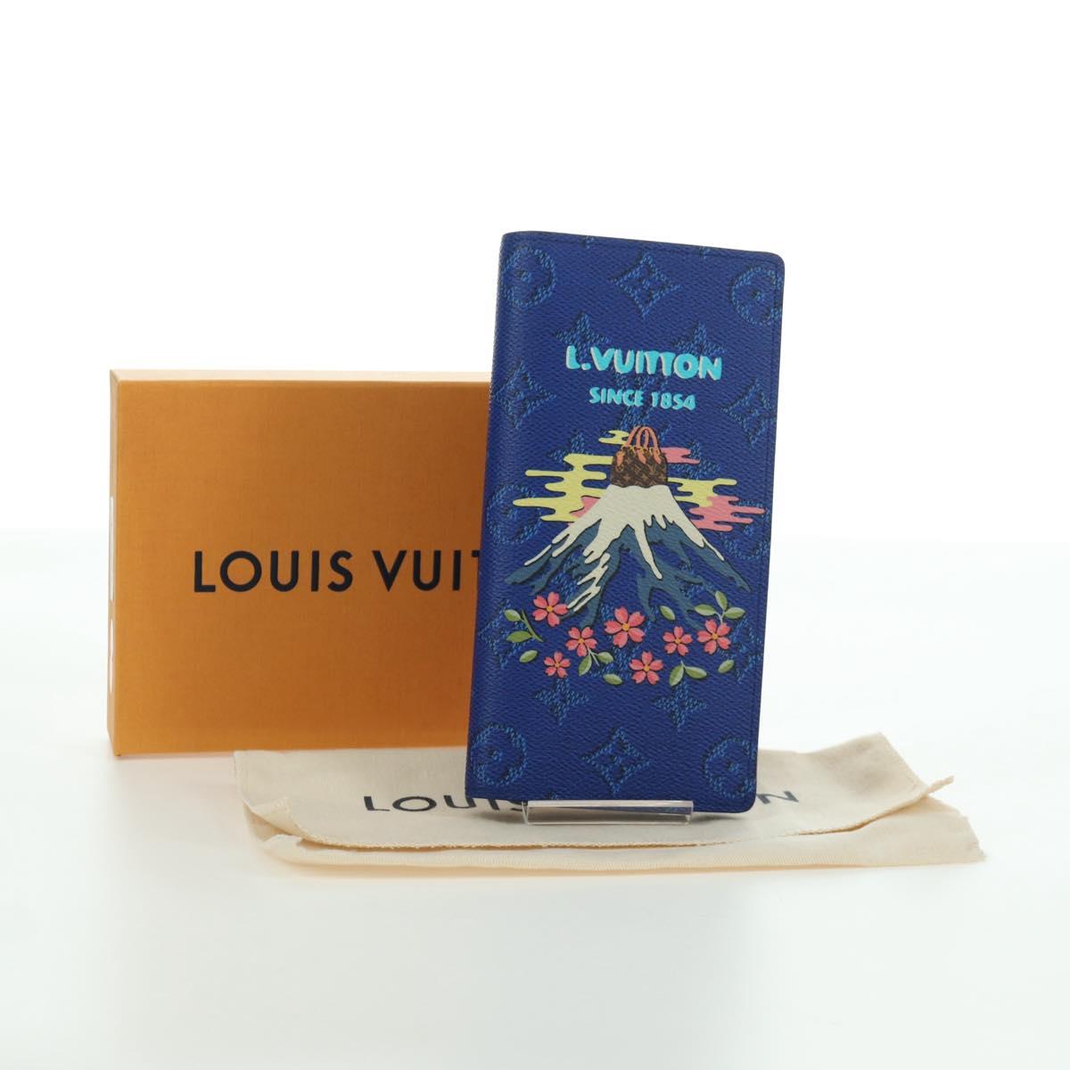 LOUIS VUITTON Monogram Brazza Portefeuille Long Wallet Blue M25985 Auth ARZ553SM
