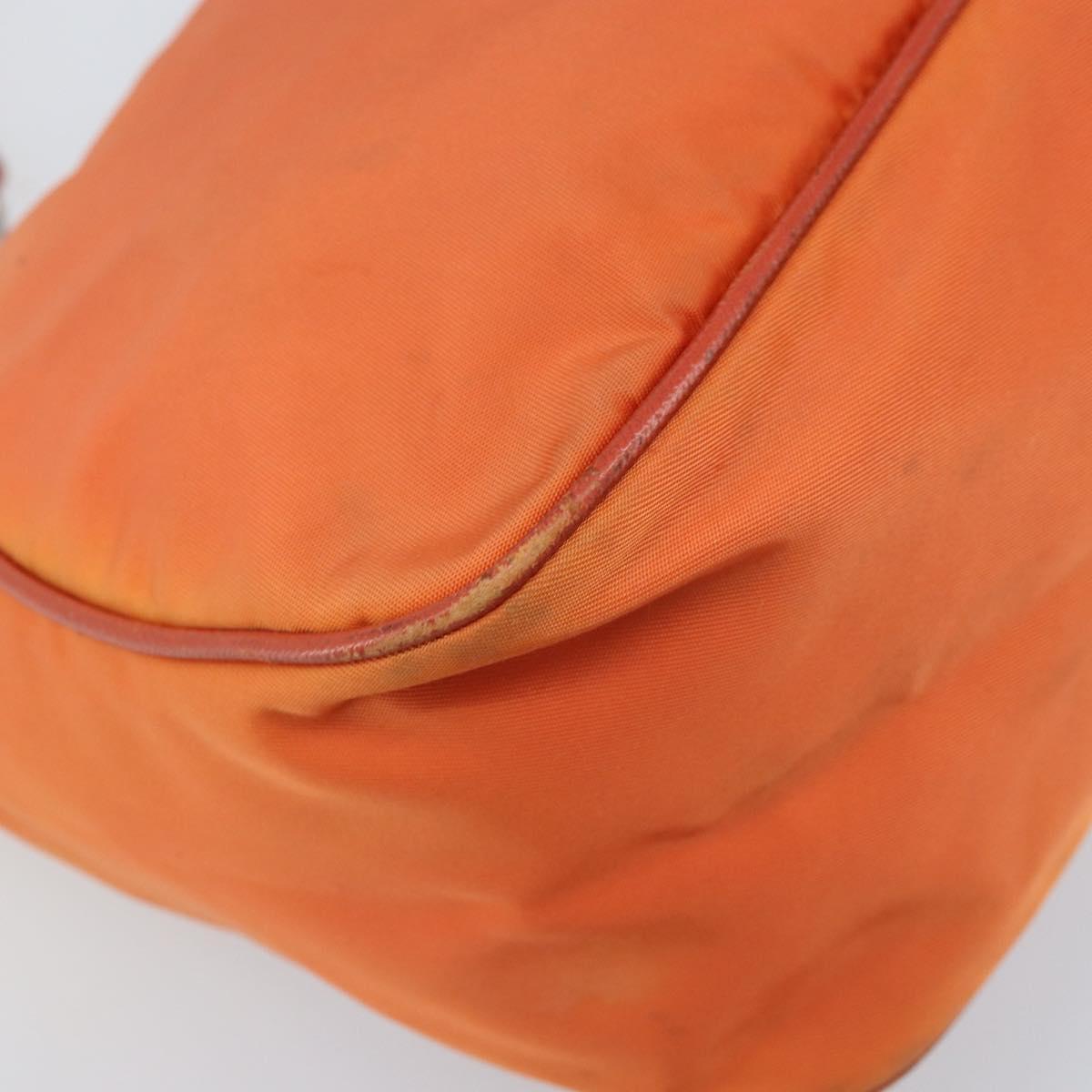 PRADA Shoulder Bag Nylon Orange Silver Auth ARZ559A