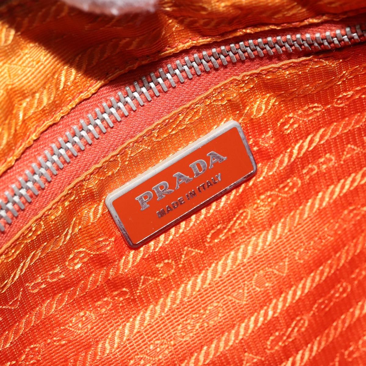 PRADA Shoulder Bag Nylon Orange Silver Auth ARZ559A