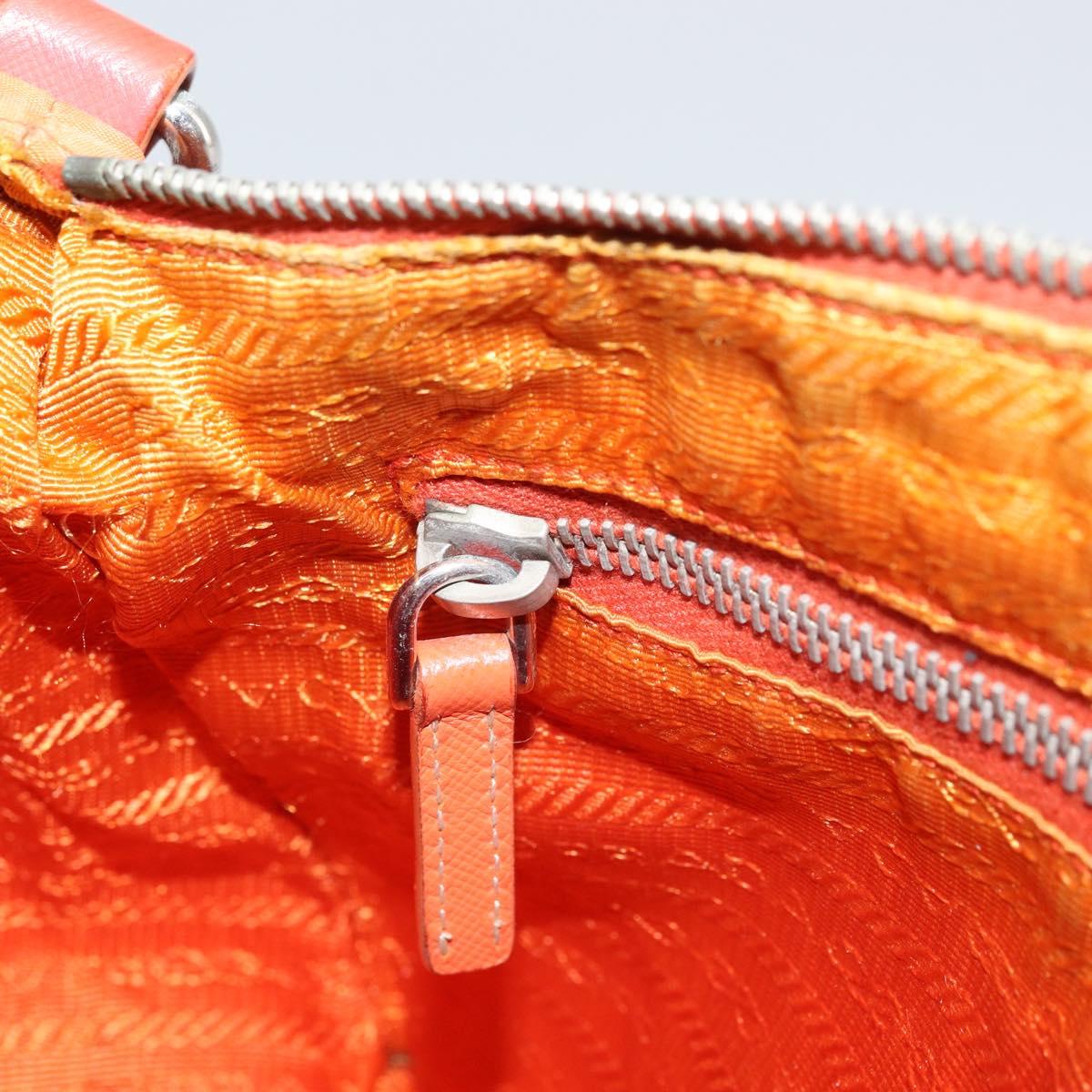 PRADA Shoulder Bag Nylon Orange Silver Auth ARZ559A