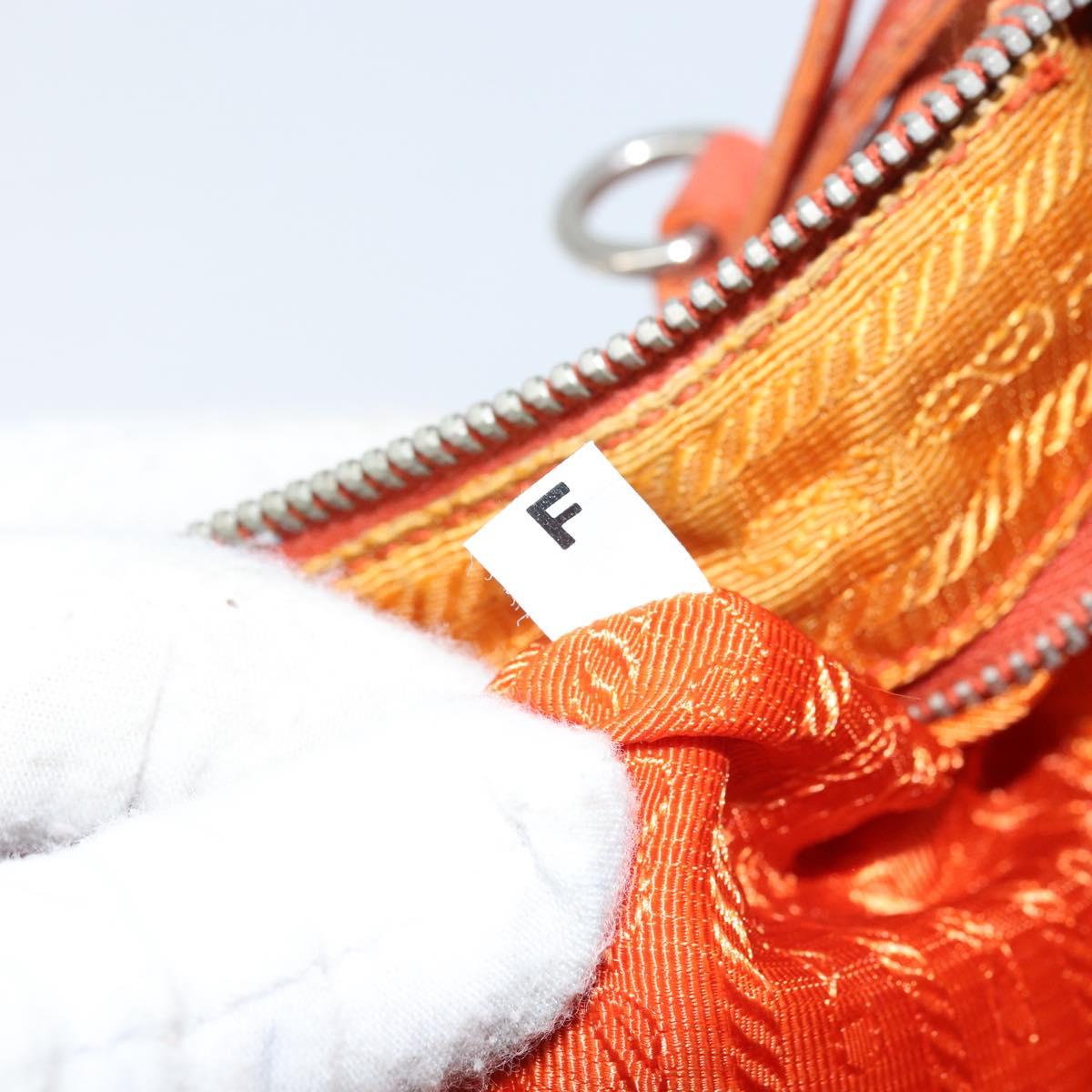 PRADA Shoulder Bag Nylon Orange Silver Auth ARZ559A