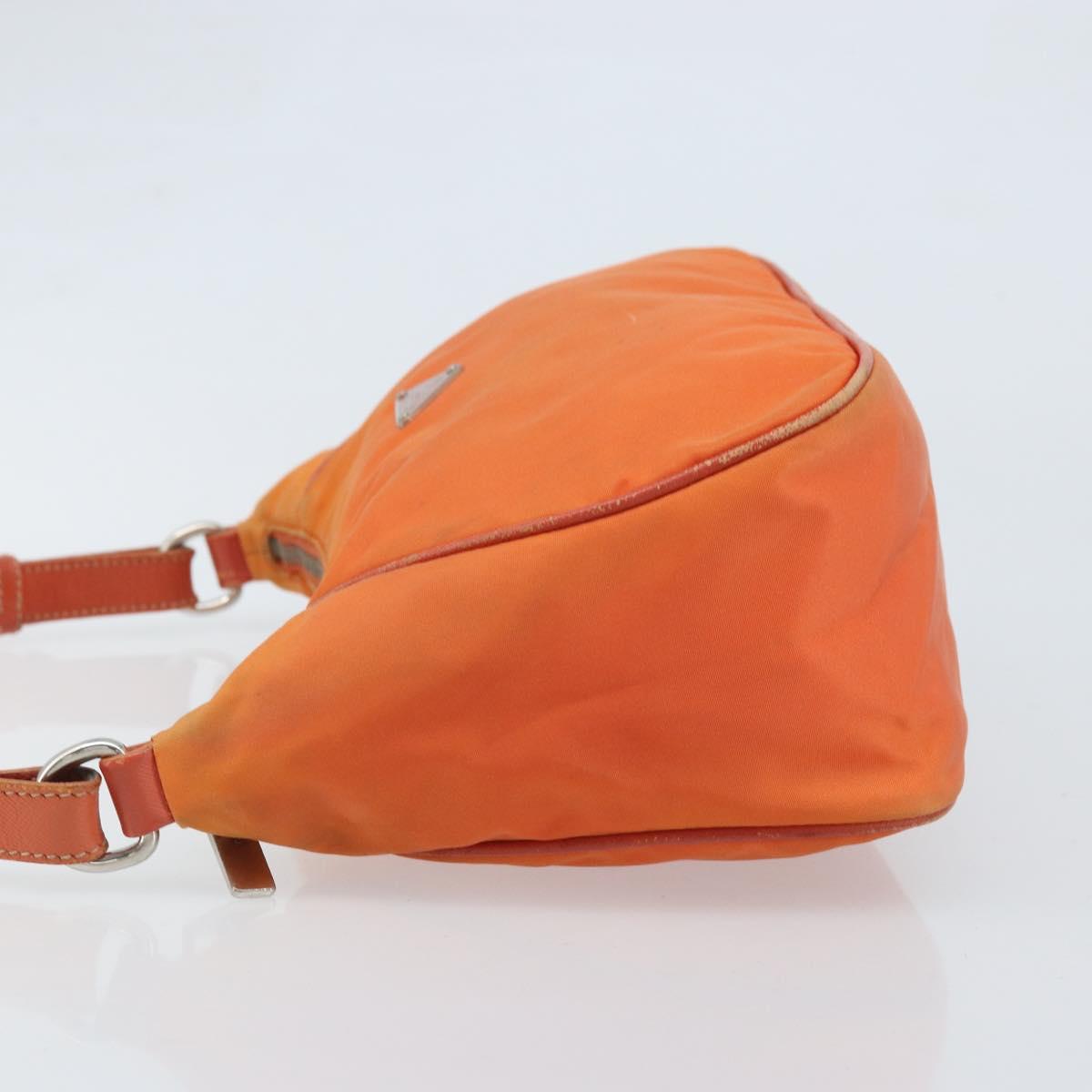 PRADA Shoulder Bag Nylon Orange Silver Auth ARZ559A