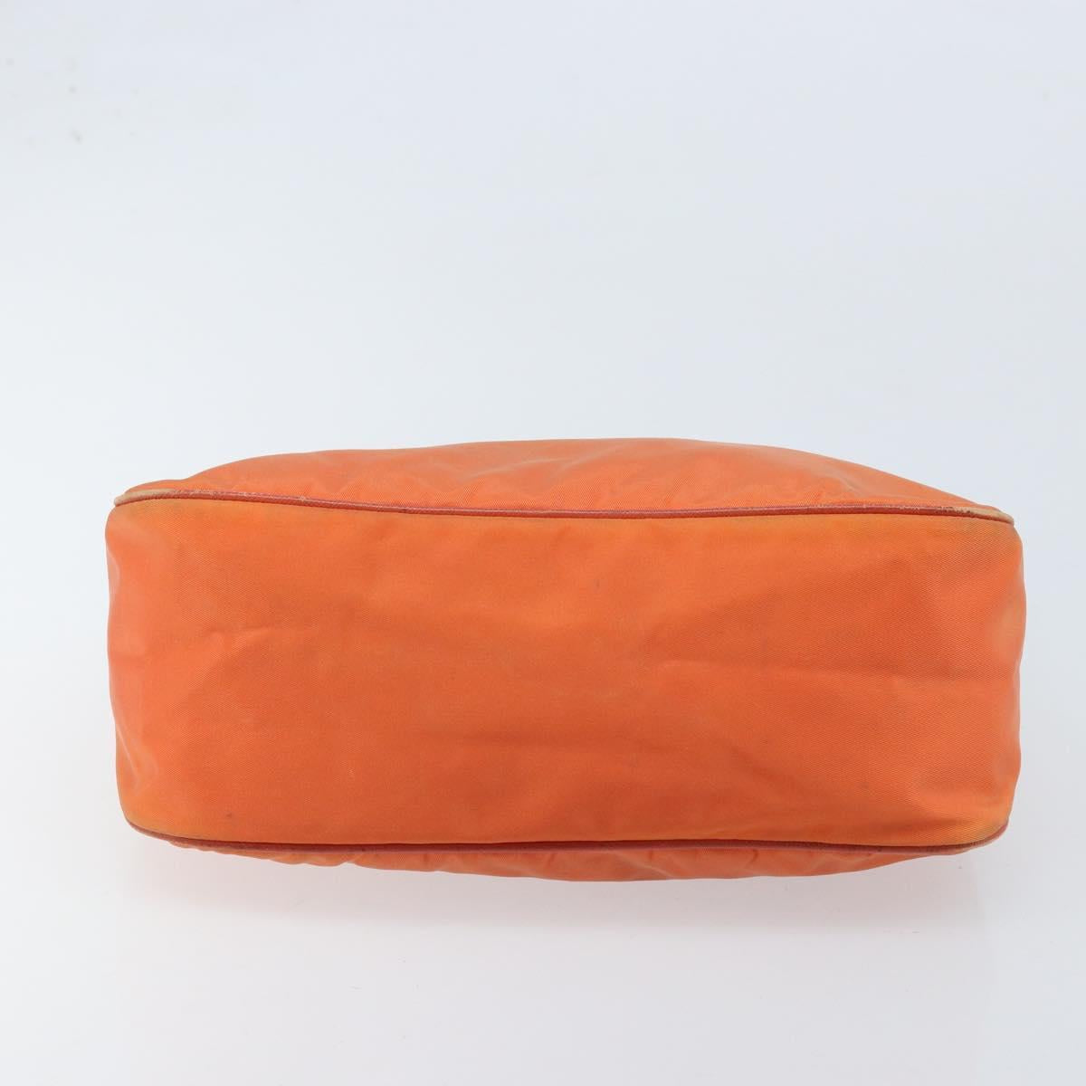 PRADA Shoulder Bag Nylon Orange Silver Auth ARZ559A