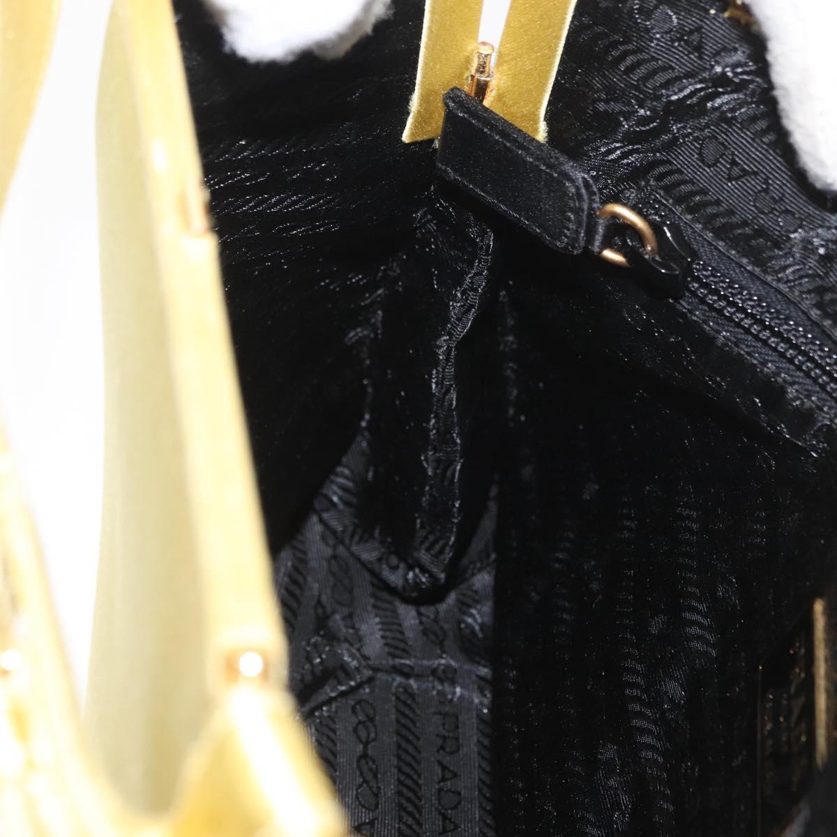 PRADA Tote Bag Satin Yellow Gold Auth ARZ560