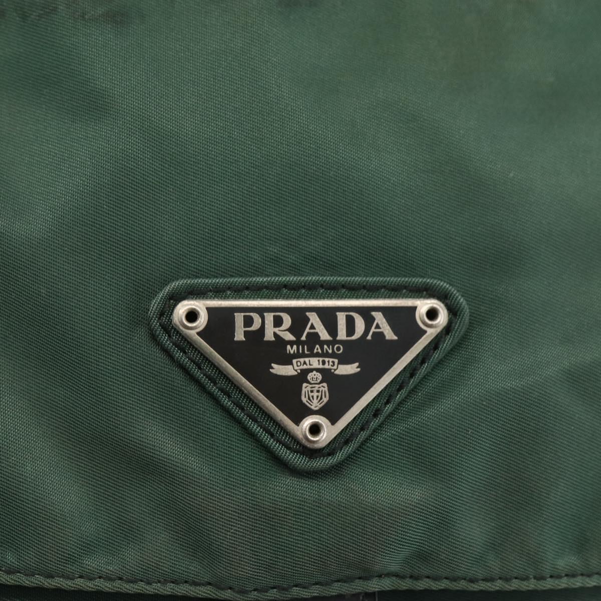 PRADA Shoulder Bag Nylon Green Silver Auth ARZ561