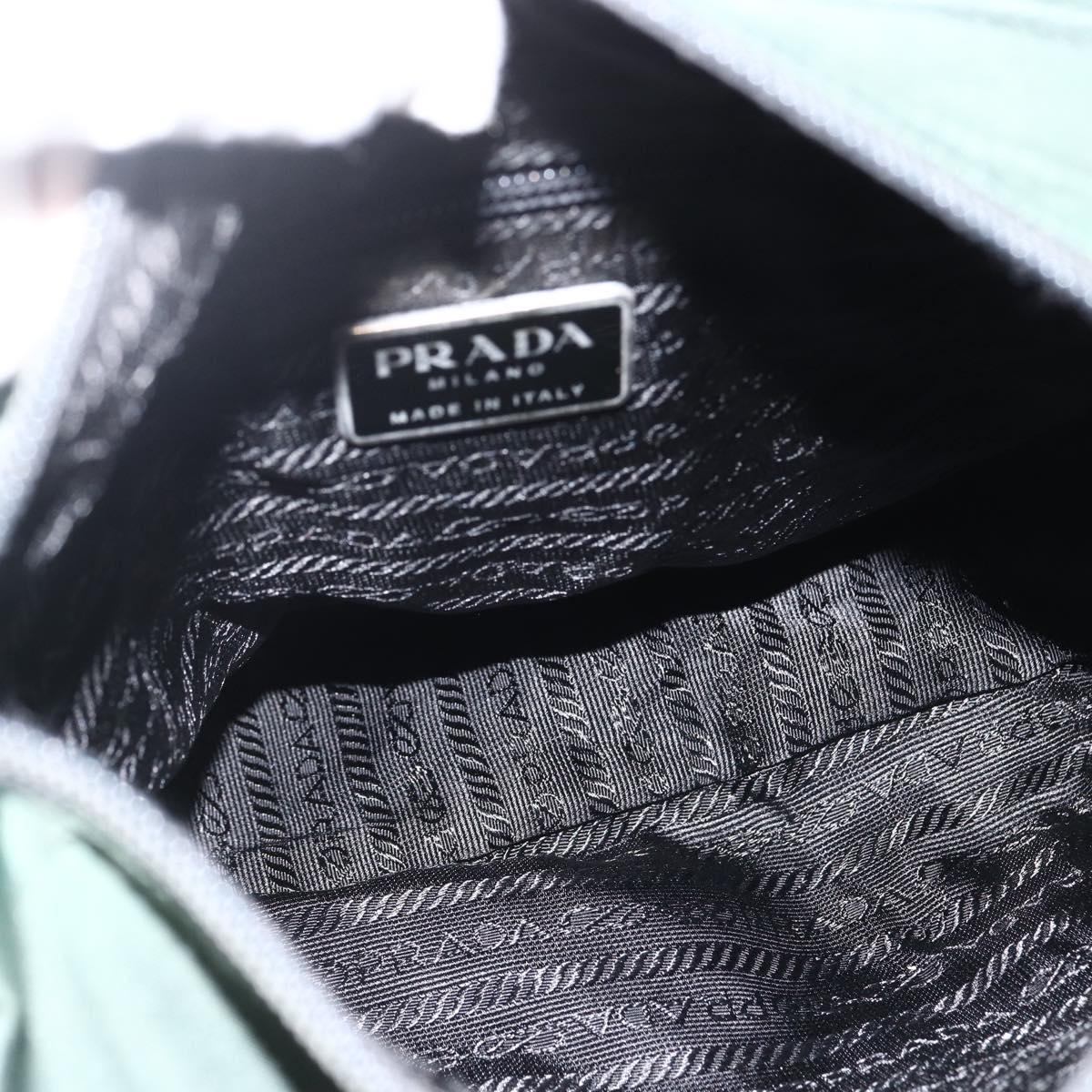 PRADA Shoulder Bag Nylon Green Silver Auth ARZ561