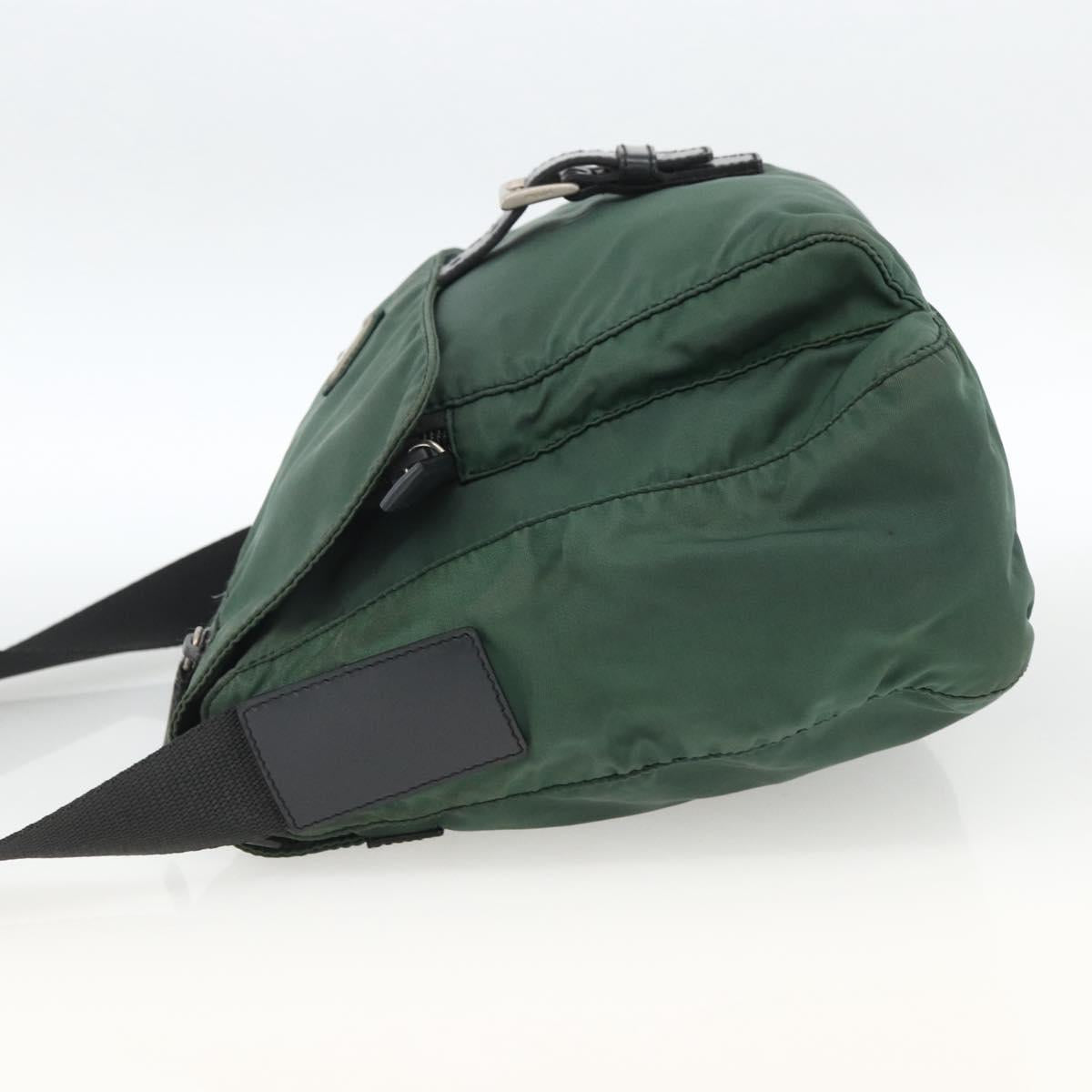 PRADA Shoulder Bag Nylon Green Silver Auth ARZ561