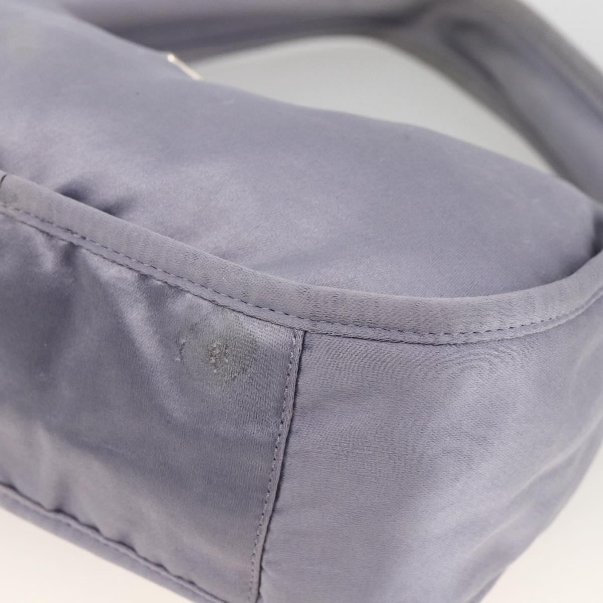 PRADA Pouch Hand Bag Satin Purple Silver Auth ARZ573A